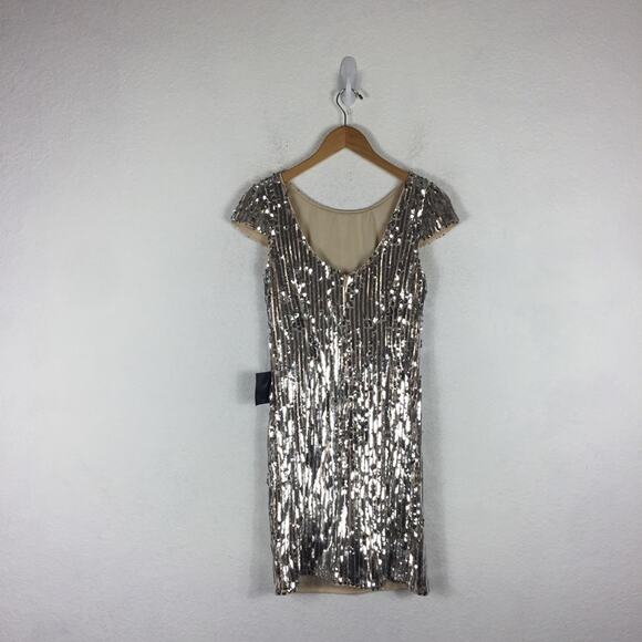 NWT Lulus Star Appeal Silver Rose Gold Sequin Bodycon Mini Dress Medium - Picture 15 of 16